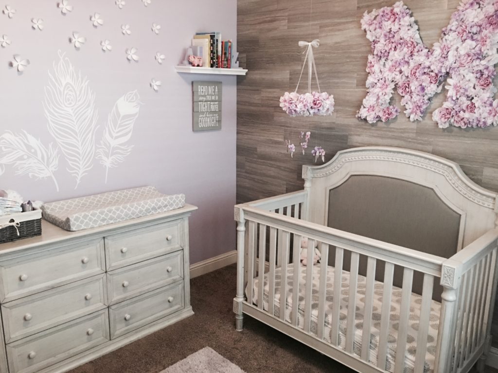 Grey crib girl hot sale nursery