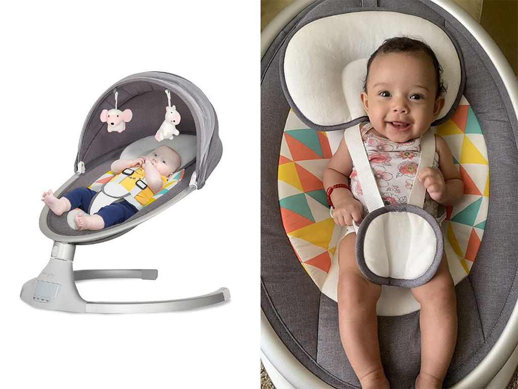 Baby swing that turns into outlet bouncer